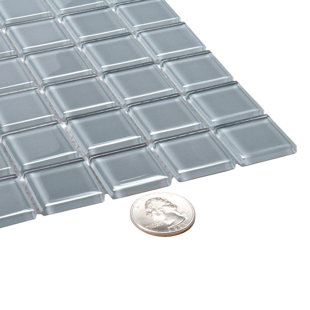Glacier Aura Gray 1X1 Polished Glass Tile | Tile Club