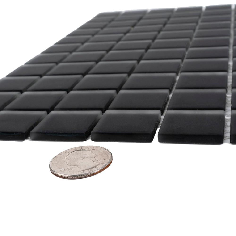 Glacier Black 1X1 Frosted Glass Tile | Tile Club
