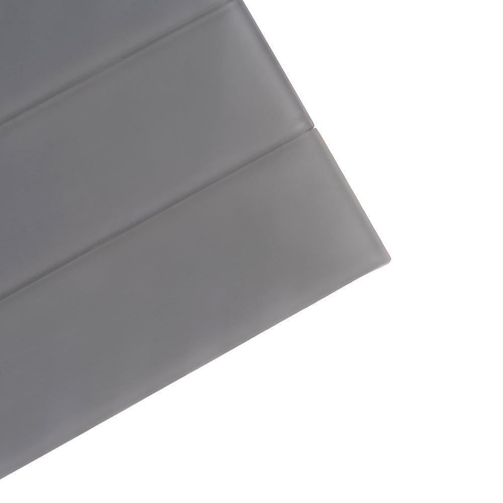 Glacier Dark Gray 3" x 12" Frosted Glass Tile | Tile Club