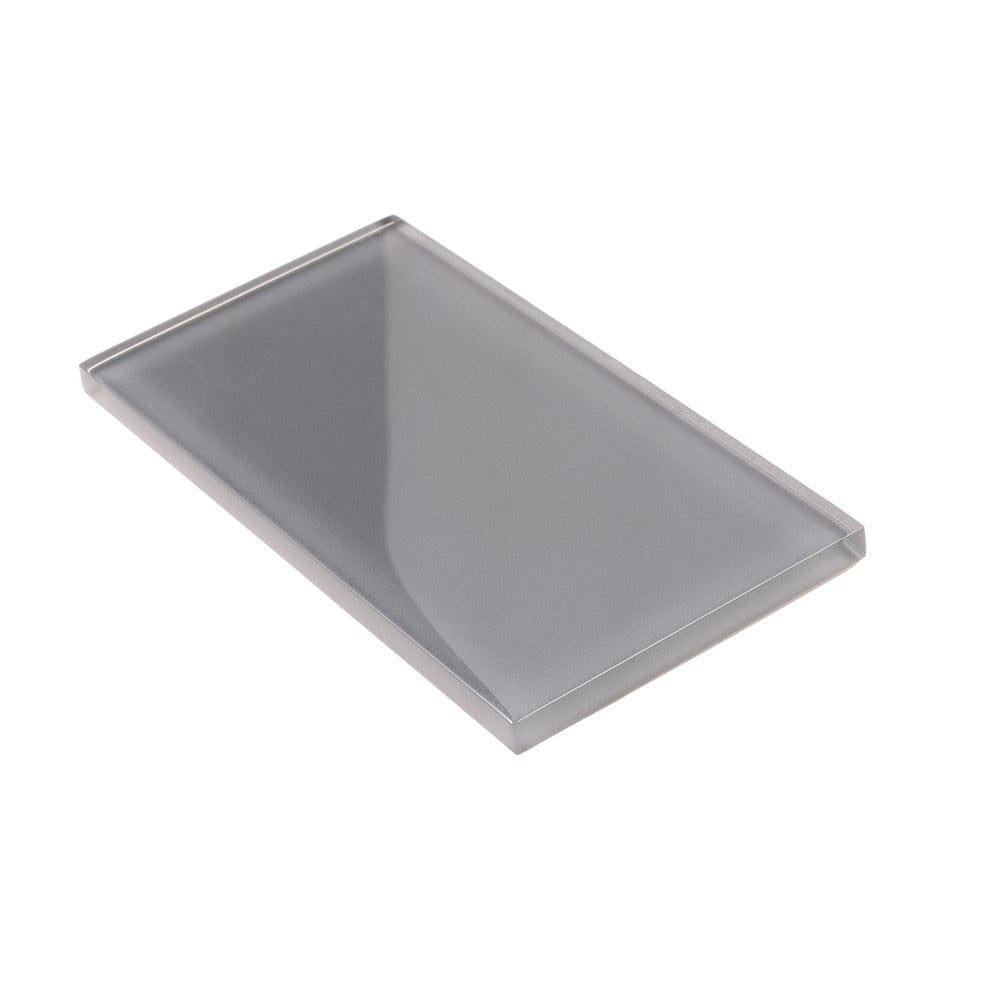 Glacier Dark Gray 3" x 6" Polished Glass Subway Tile | Tile Club