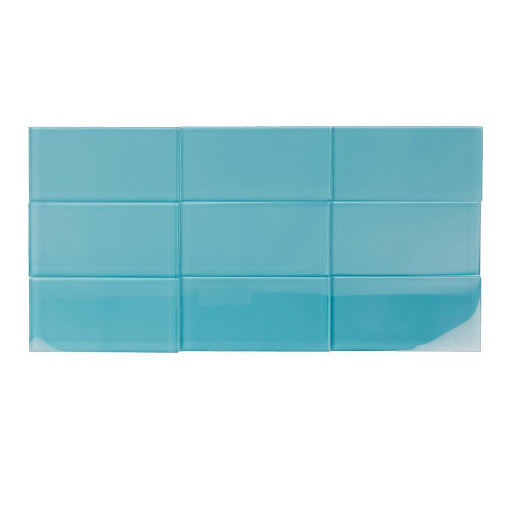 Glacier Laguna Blue 3X6 Polished Glass Subway Tile | Tile Club