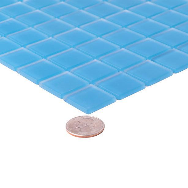 Glacier Ocean Blue 1" x 1" Frosted Glass Tile | Tile Club