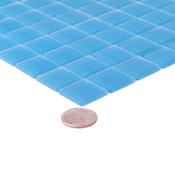 GLACIER OCEAN BLUE 1" x 1" FROSTED GLASS TILE Sample | Tile Club