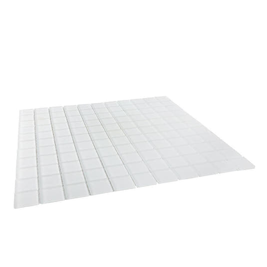 Glacier Pure White 1X1 Frosted Glass Tile | Tile Club