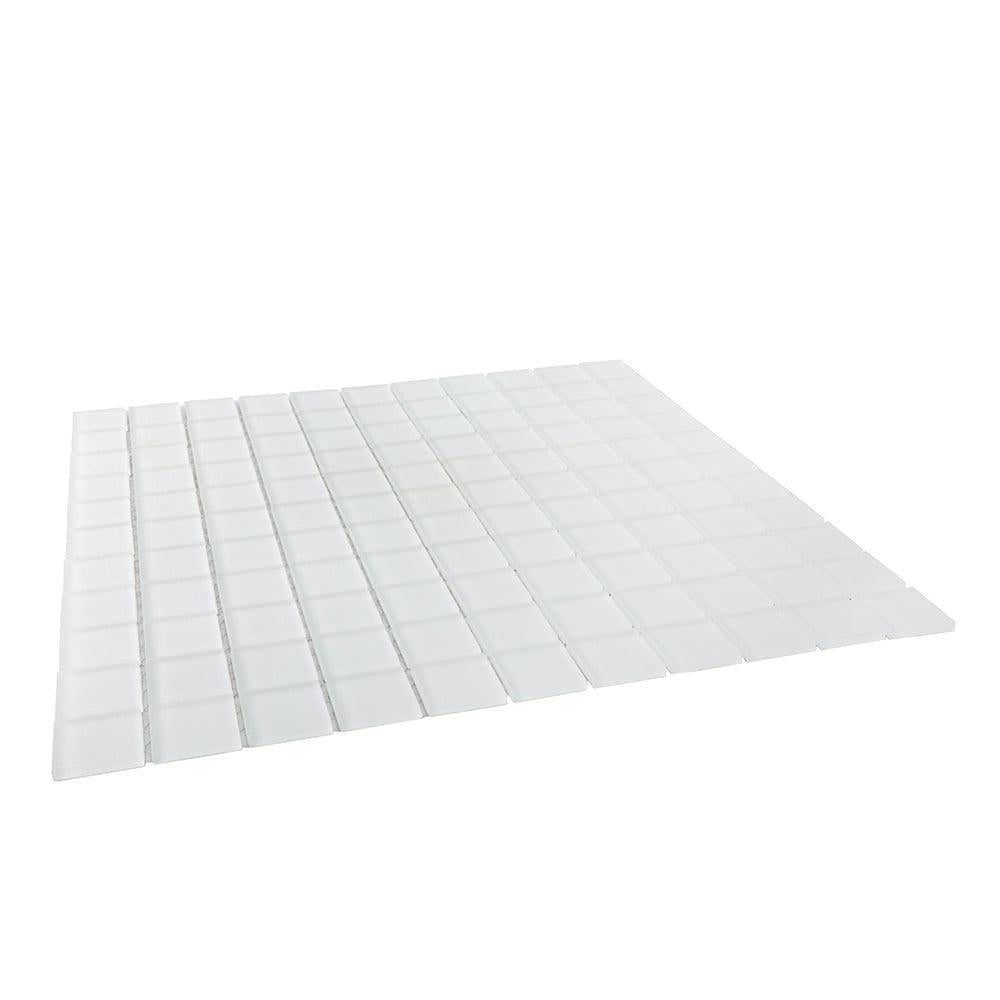 Glacier Pure White 1X1 Frosted Glass Tile