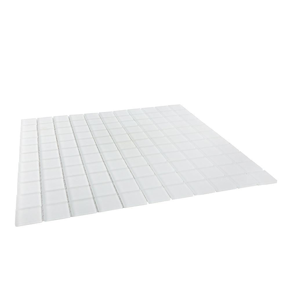 Glacier Pure White 1X1 Frosted Glass Tile | Tile Club