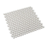 Glossy Gray Cream Buttons Porcelain Penny Round Tile | Tile Club