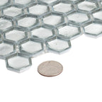 Glossy Silver Hexagon Glass Mosaic Tile | Tile Club