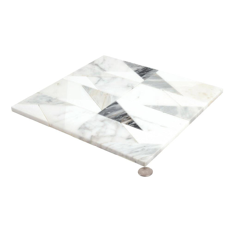 Gray and White Geometric Subway Tile Mosaic | Tile Club