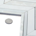 Herringbone Pearl White Thassos Marble and Shell Tile | Tile Club