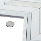Herringbone Pearl White Thassos Marble and Shell Tile | Tile Club
