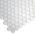 Ice White Glass Penny Round Tile | Tile Club