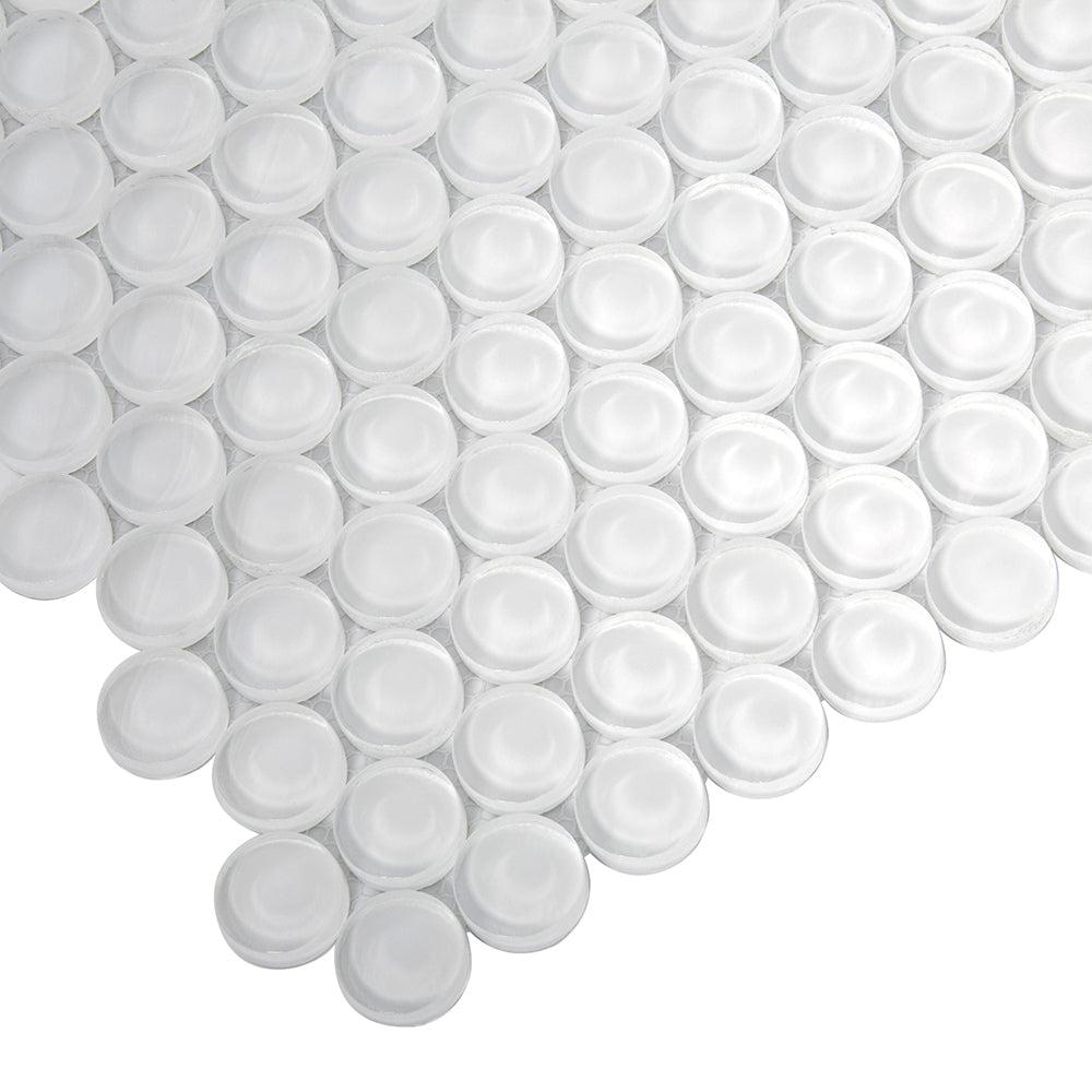 Ice White Glass Penny Round Tile | Tile Club
