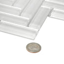 Ice White Herringbone Glass Tile | Tile Club