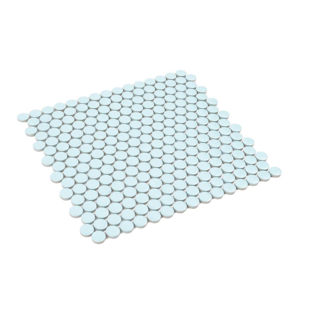 Light Blue Buttons Porcelain Penny Round Tile | Tile Club