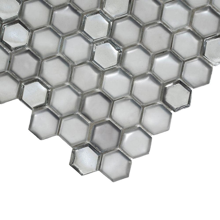 Matte Silver Hexagon Glass Mosaic Tile | Tile Club