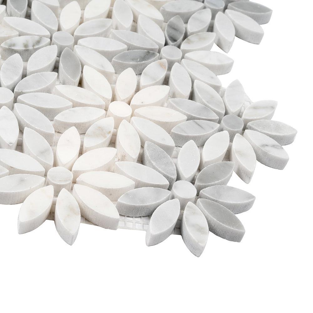 Meadow Bianco Carrara Marble Mosaic Tile | Tile Club