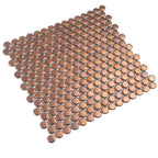 Metallic Bronze Buttons Porcelain Penny Round Tile | Tile Club