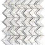 Metropolitan Chevron Marble Mosaic Tile in Carrrara and Eastern White Marble