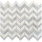 Metropolitan Chevron Marble Mosaic Tile in Carrrara and Eastern White Marble