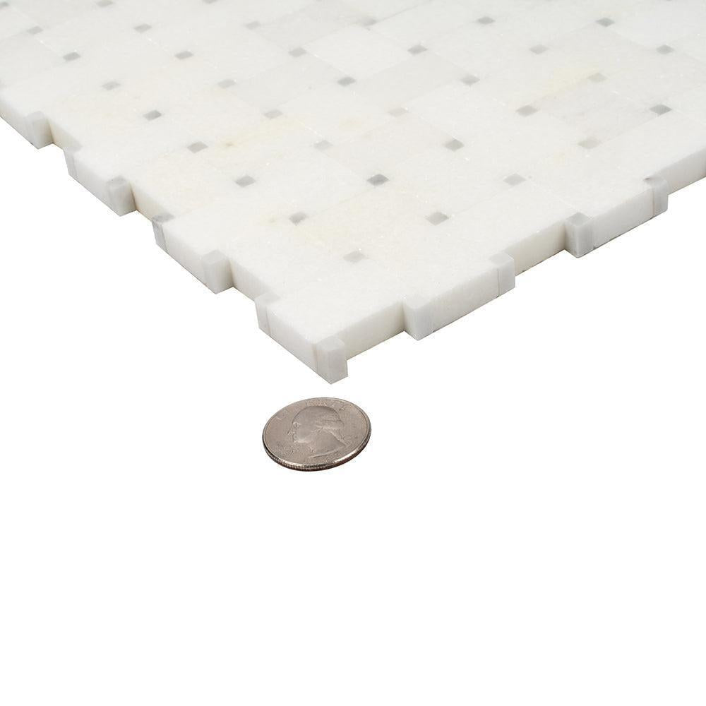 Mini Basket Weave Thassos Marble Mosaic | Tile Club