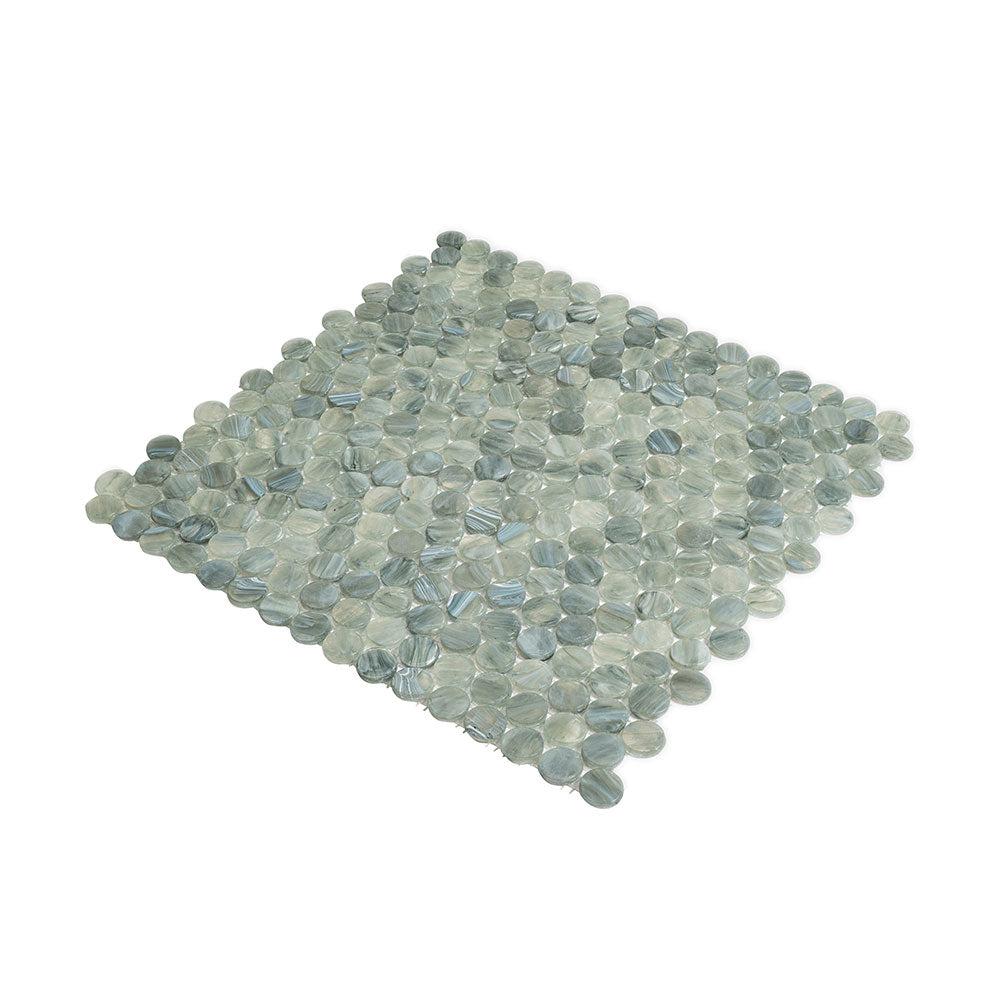 Mixed Gray Glass Penny Round Mosaic Tile | Tile Club
