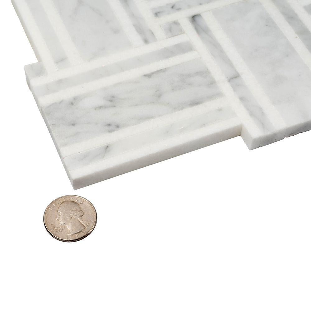 Nova Basket Bianco Carrara & Thassos Marble Mosaic Tile | Tile Club