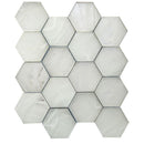 Sea Glass Hexagon Platinum White Mosaic Tile | Tile Club