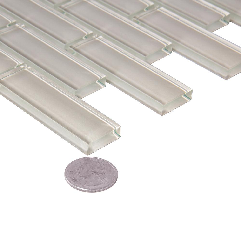 Pearl Gray Glass Brick Tile | Tile Club