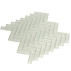 Pearl Gray Herringbone Glass Tile | Tile Club