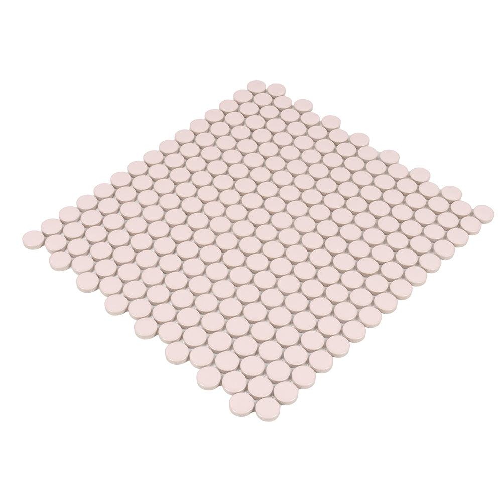 Pink Buttons Porcelain Penny Round Tile | Fun Wall, Shower, Pool