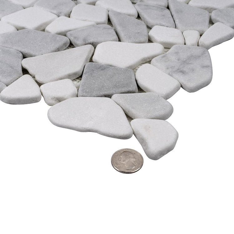 River Pebbles Carrara & Thassos Marble Tile | Tile Club