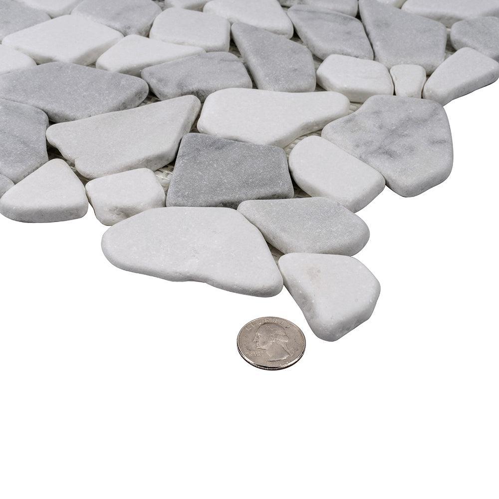 River Pebbles Carrara & Thassos Marble Tile | Tile Club