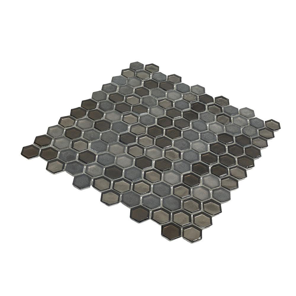 Saturn Grey Hexagon Glass Mosaic Tile | Tile Club