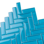 Sea Blue Herringbone Glass Tile | Tile Club