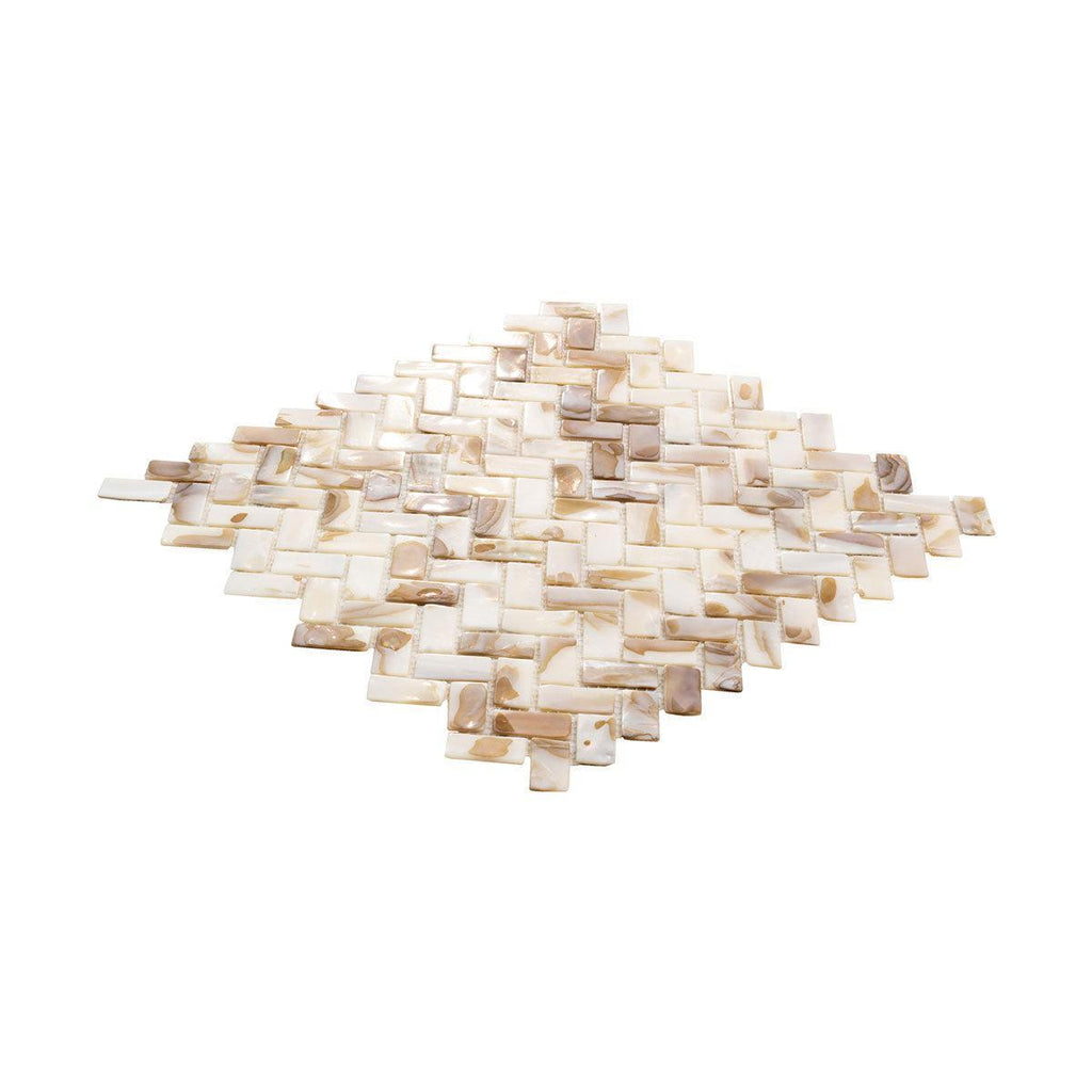 Seashell Dreams Herringbone Mosaic Tile | Tile Club