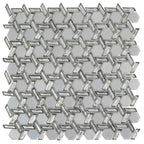 Silver White Weaved Hexagon Glass Mosaic Tile | Tile Club