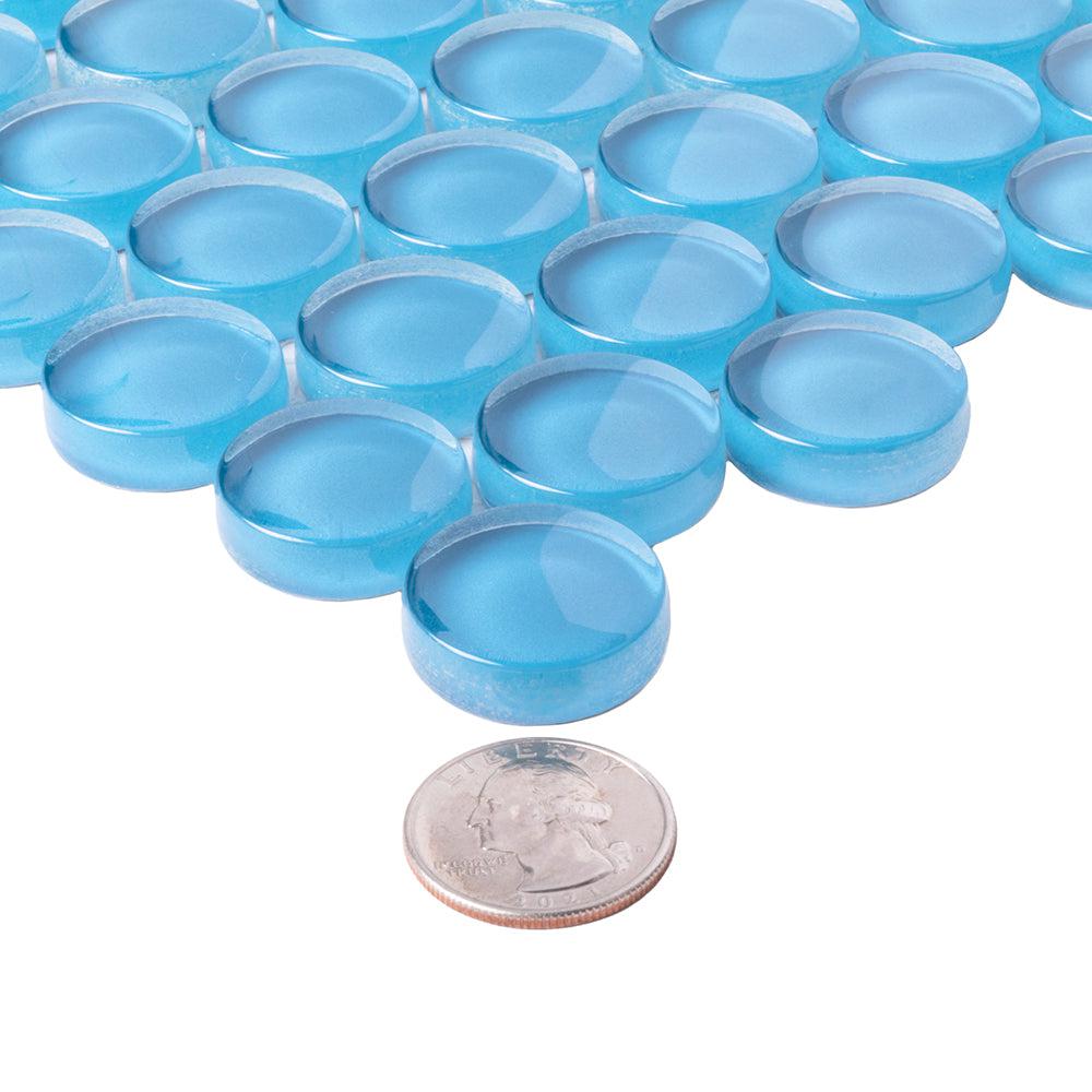 Sky Blue Penny Round Glass Tile