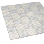 Sticks White Carrara Marble Mosaic Tile | Tile Club