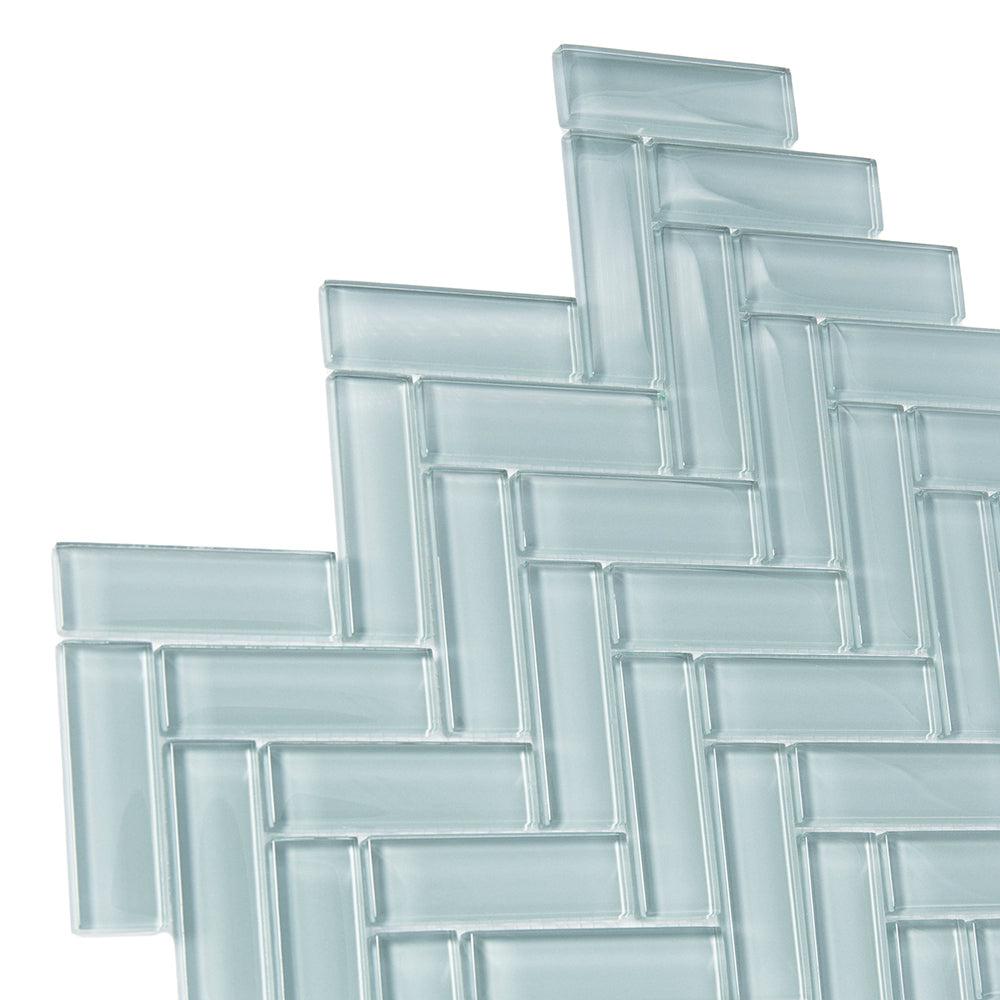 Chic Gray Herringbone Glass Tile | Tile Club