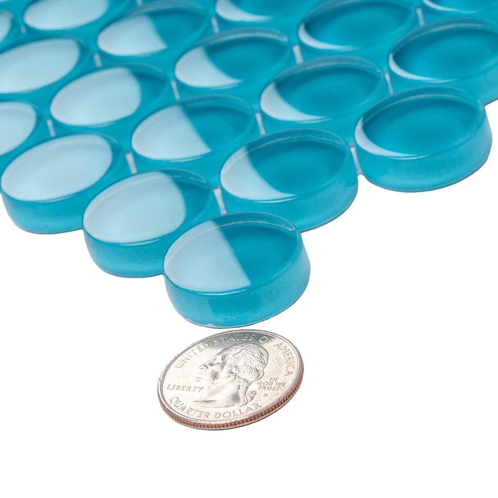 Sea Blue Penny Round Glass Tile | Tile Club