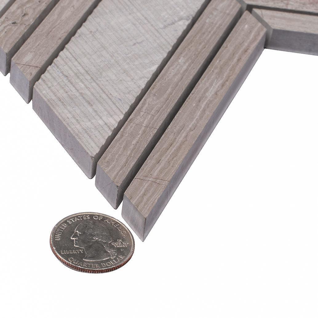 Textured Wooden Beige Chevron Marble Mosaic Tile | Tile Club