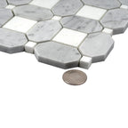 Thassos Square And Carrara Octagon Marble Mosaic Tile | Tile Club