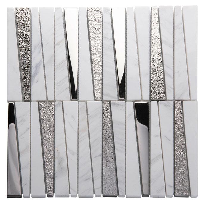 Villa Pyramids White Marble & Glass Mosaic Tile | Tile Club