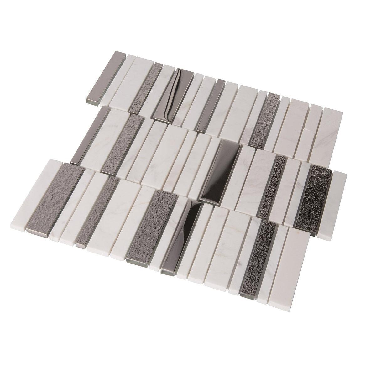 Villa Rapids White Marble & Glass Mosaic Tile | Tile Club