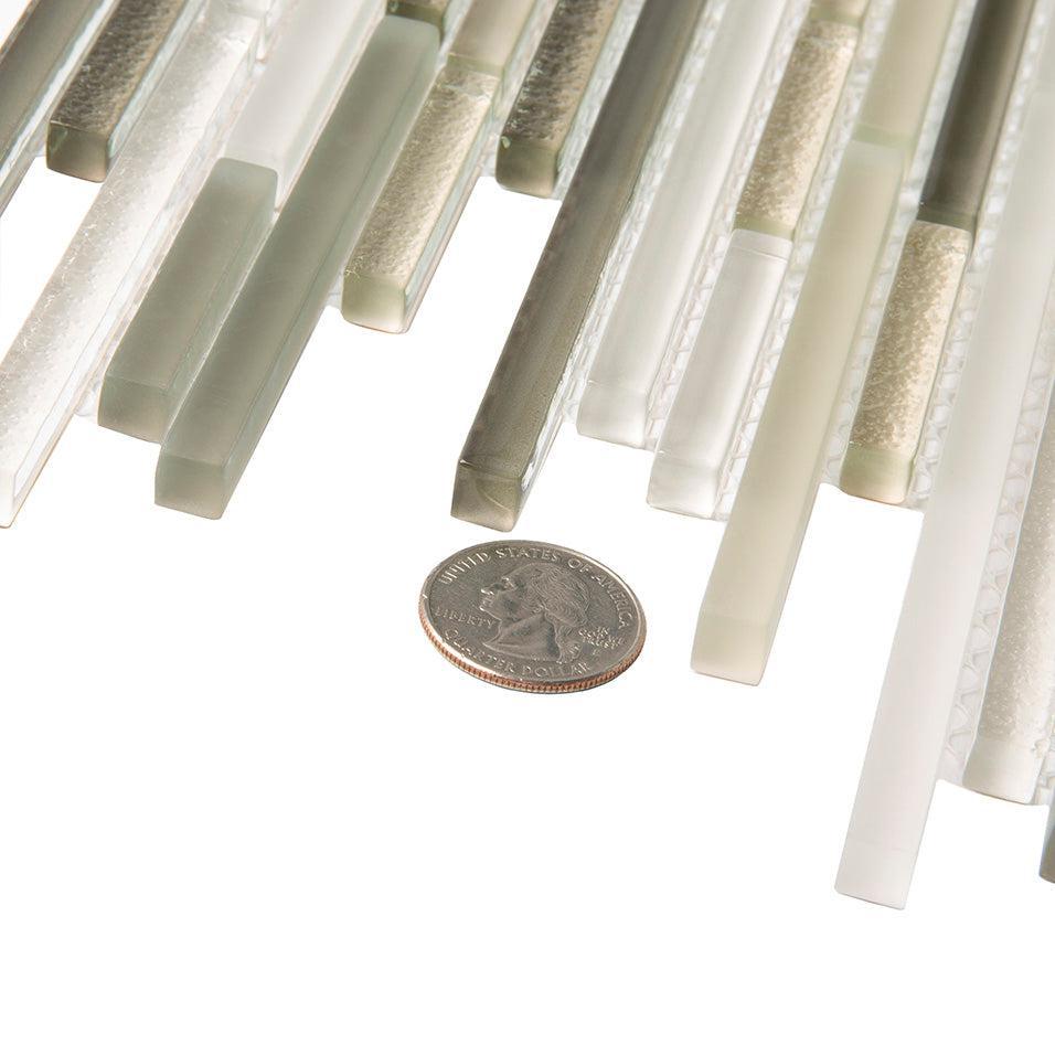Waterfall Beige & White Linear Glass Mosaic Tile | Tile Club
