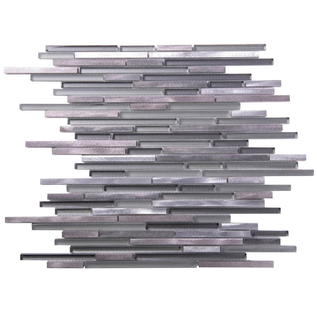 Waterfall Haze Linear Glass & Metal Mosaic Tile