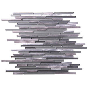 Waterfall Haze Linear Glass & Metal Mosaic Tile Sample