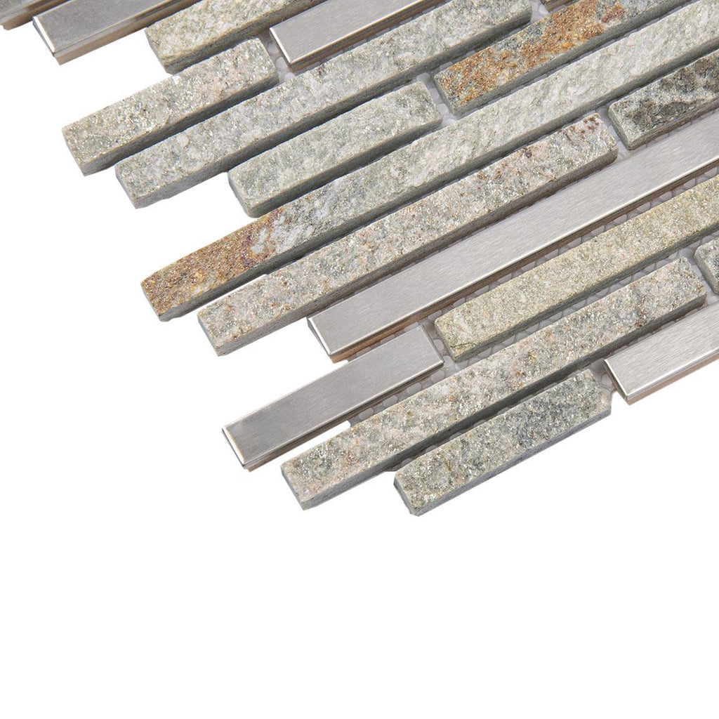 Waterfall Metal Quartz Linear Metal And Quartz Mosaic Tile | Tile Club