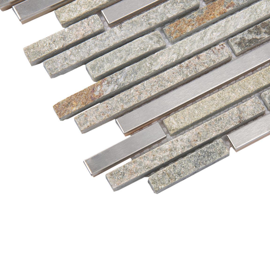 Waterfall Metal Quartz Linear Metal And Quartz Mosaic Tile | Tile Club